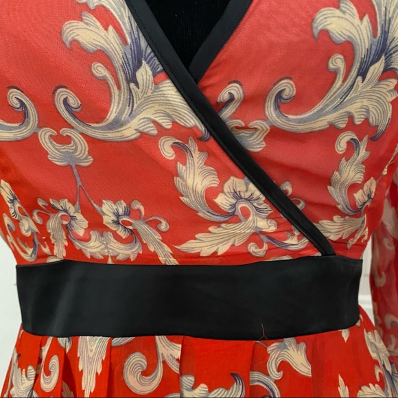 Nasty Gal Baroque Red Long Maxy Chiffon Dress - Picture 4 of 13